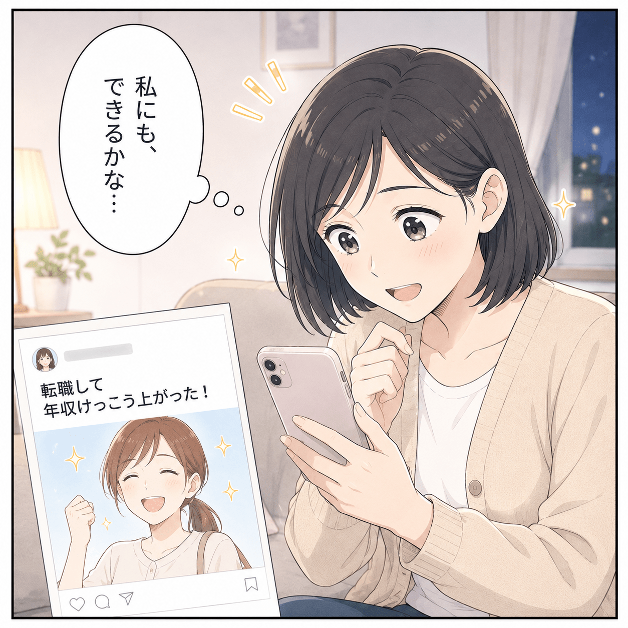 転職して年収が上がった友人のSNSに希望を見出す