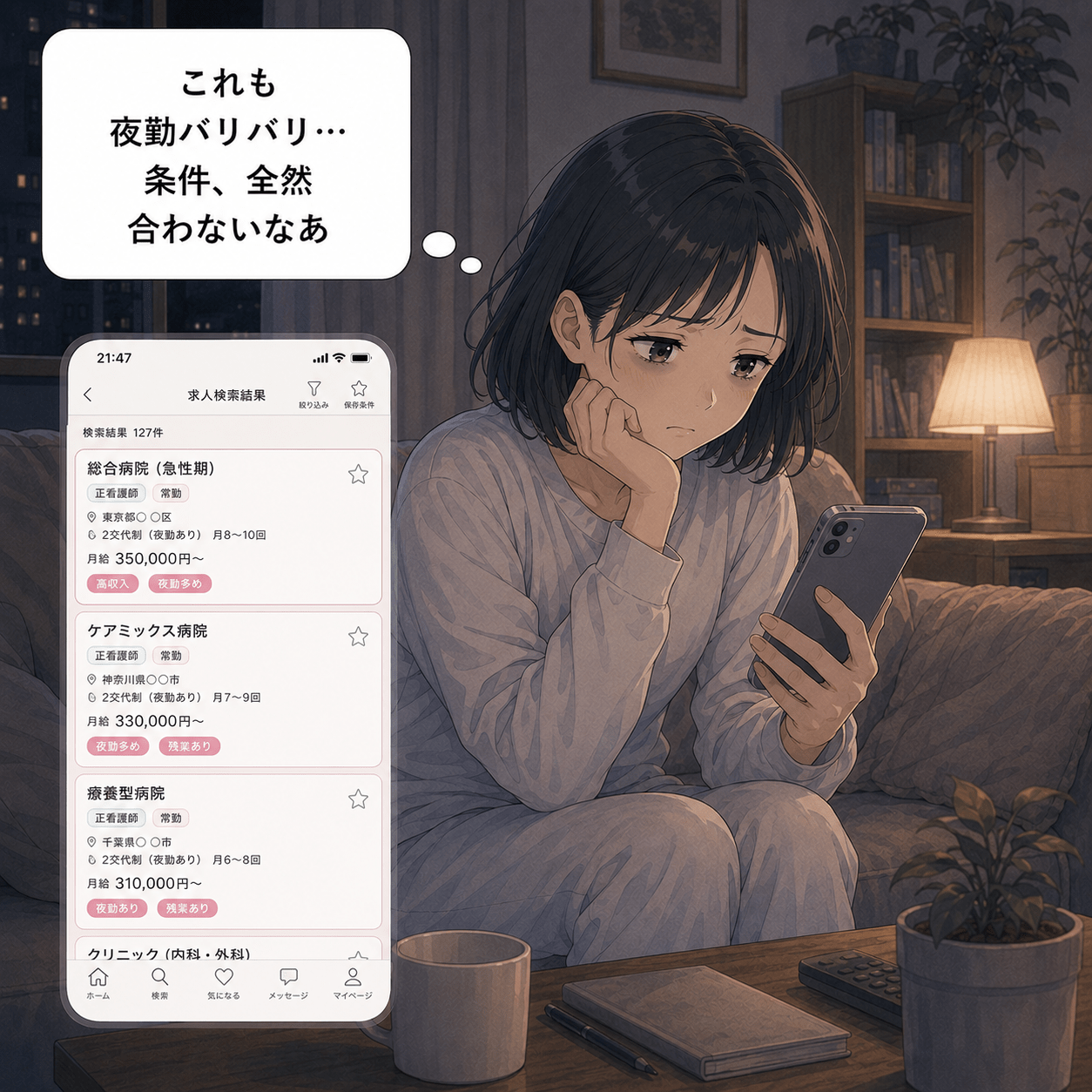 希望に合う求人が見つからず落胆