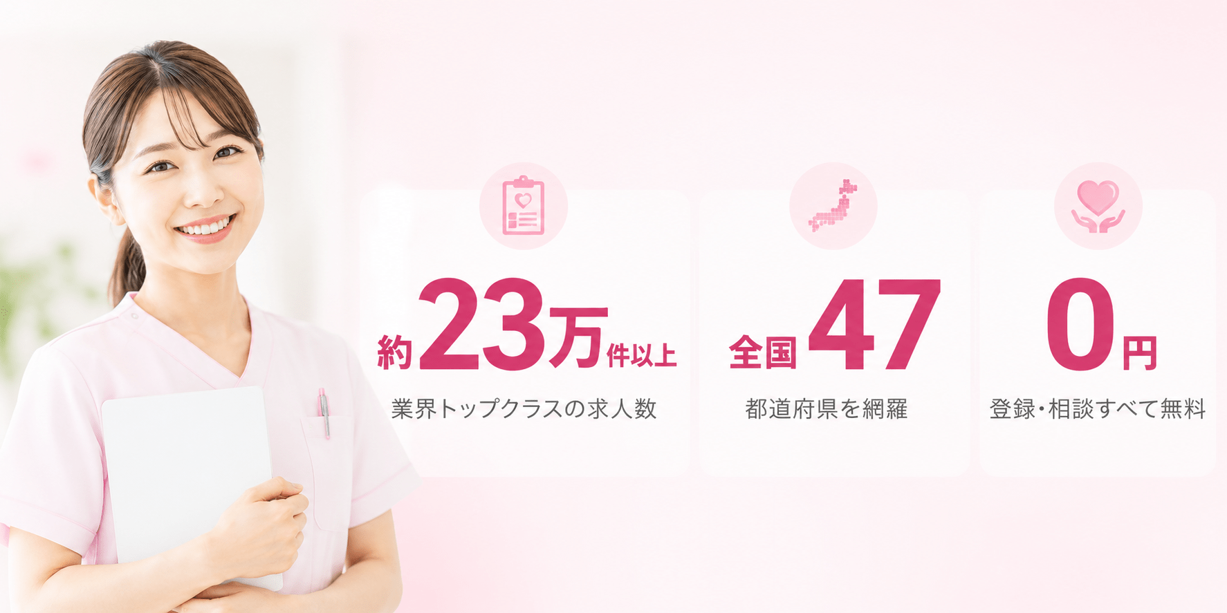 レバウェル看護 求人数 約23万件以上・全国47都道府県を網羅・登録相談すべて無料