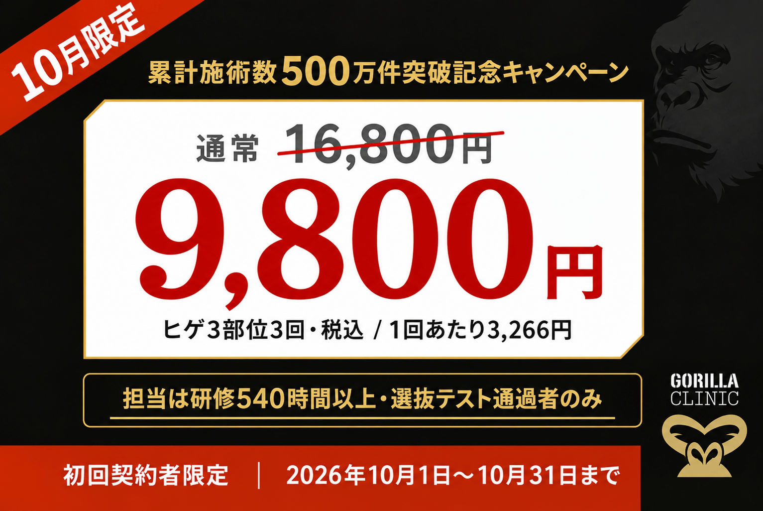 ゴリラクリニック 10月のキャンペーン