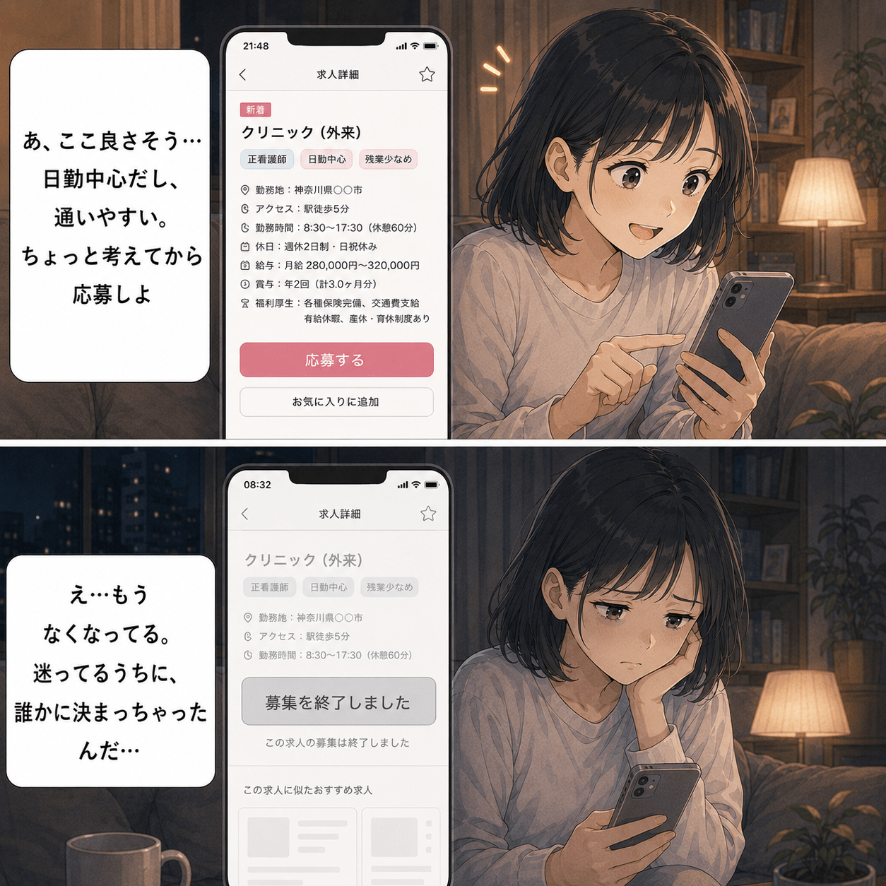 良いと思った求人が迷っているうちに募集終了