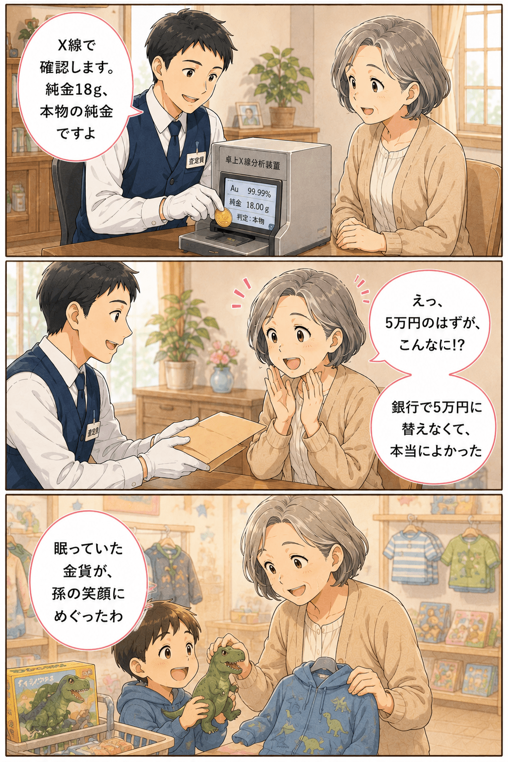X線査定で純金と分かり想像以上の金額になった漫画